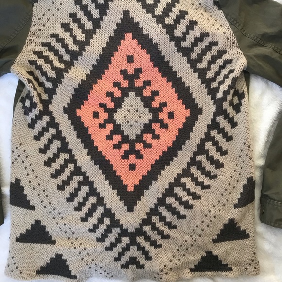 Blu Pepper Utility Jacket Green w/ Aztec Print - Picture 6 of 8